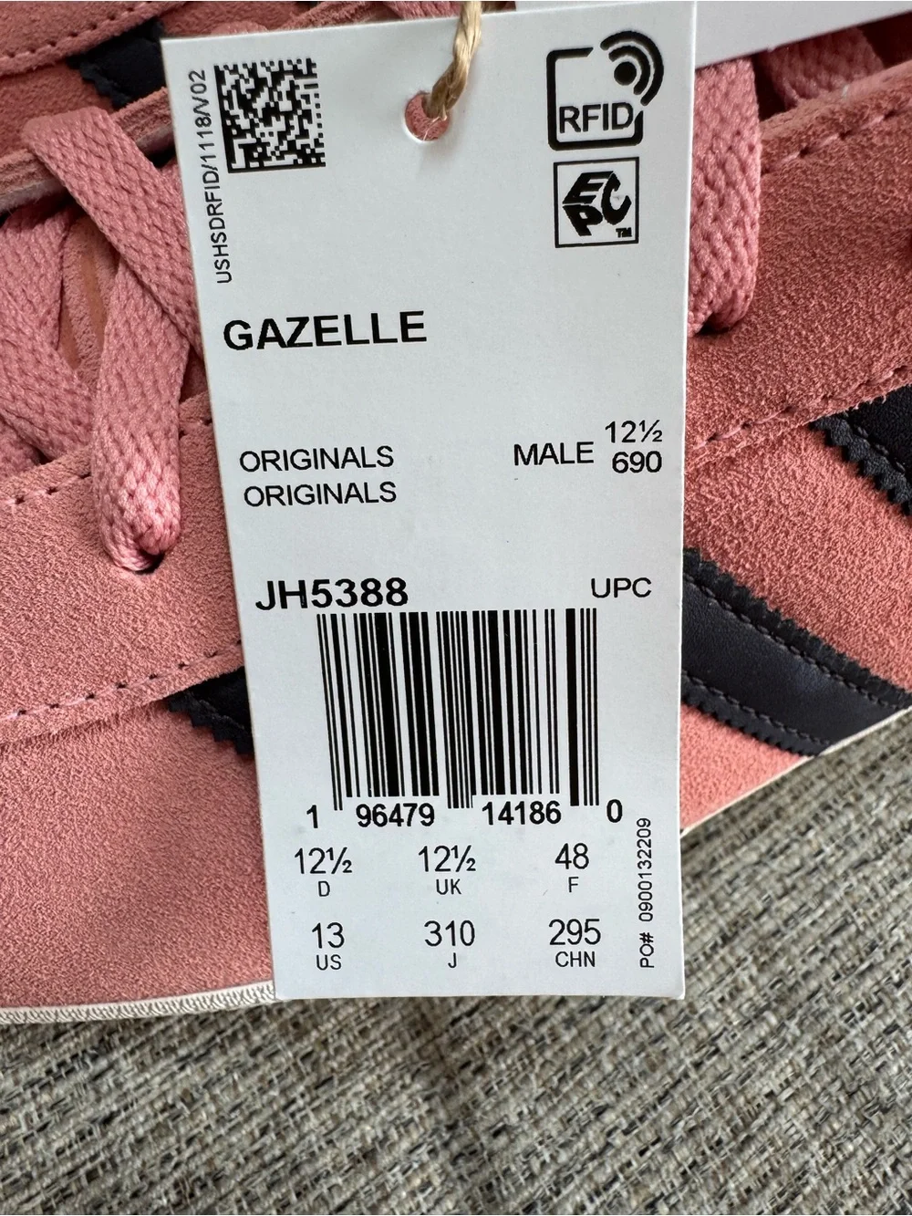 new Adidas Gazelle men’s Pink Suede Sneakers size 13
